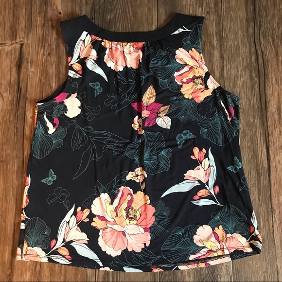 REITMANS Navy Blue & Pink Flowered Sleeveless Top/Cami/Tank - Picture 3 of 6